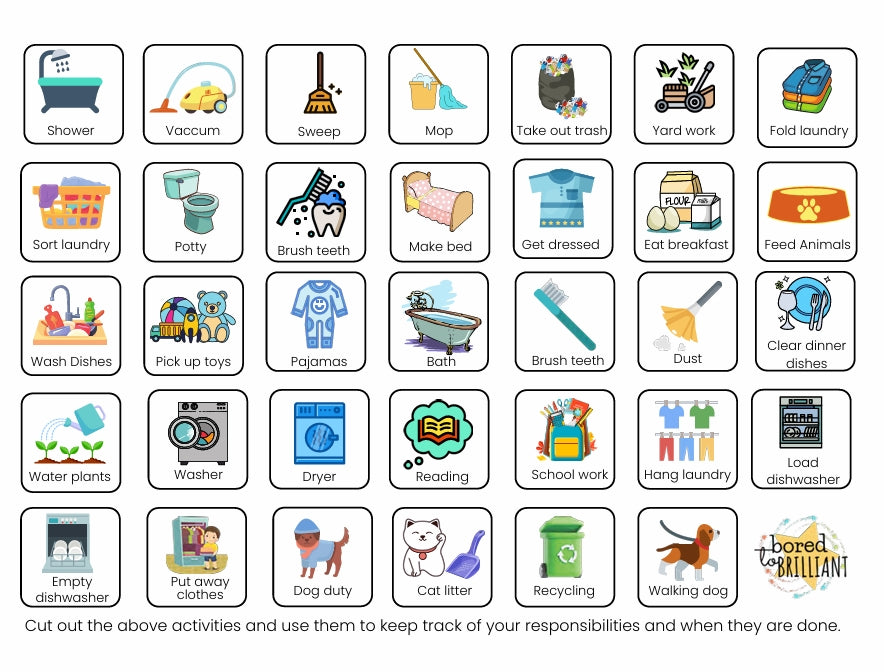 Make Daily Chores Fun with Bored to Brilliant’s New Daily Responsibilities Chart!
