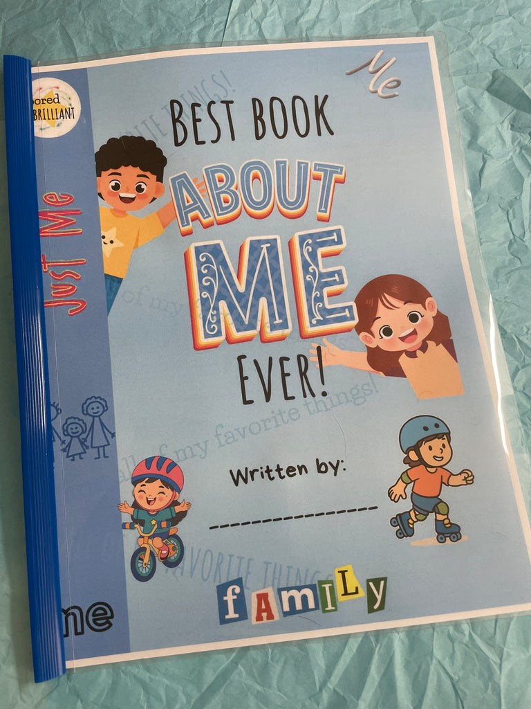 Book titled 'The Best Book About Me Ever' on a textured surface