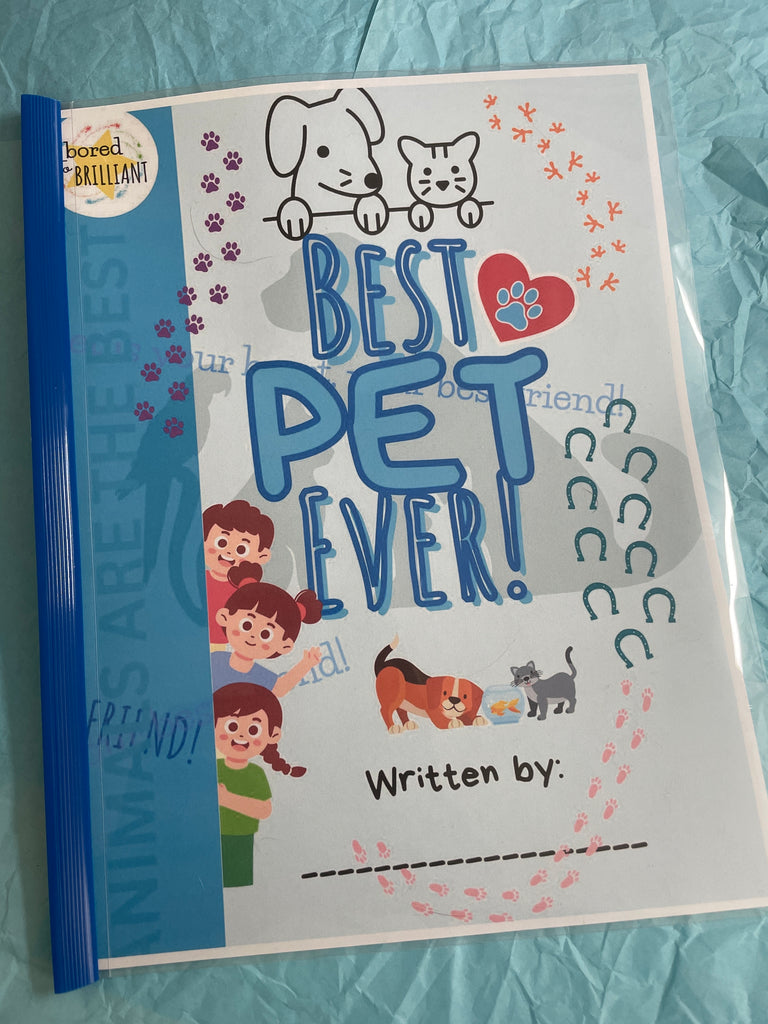 Book cover of 'Best Pet Ever' with cartoon illustrations on a blue background