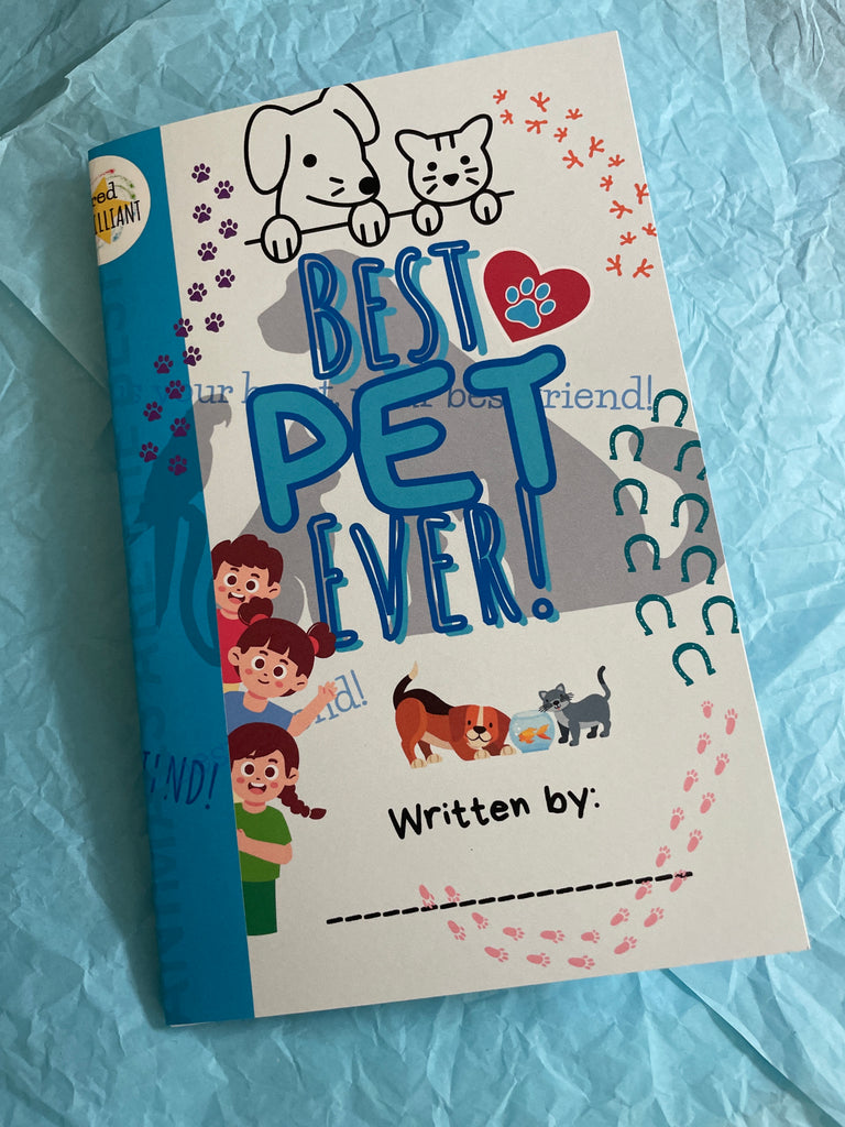 Children's book titled 'Best Pet Ever' on a blue textured background