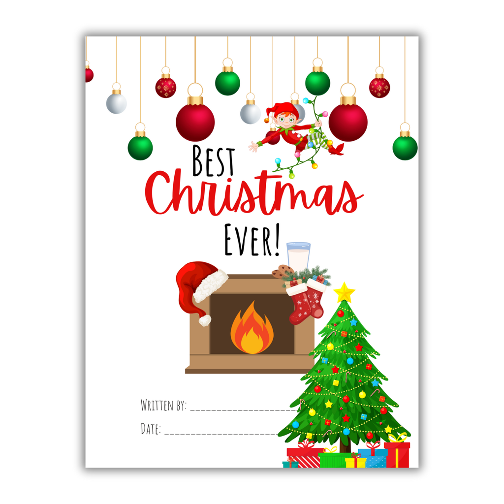 Interior page of a children's book titled 'Best Christmas Ever!' with festive cartoon illustrations.