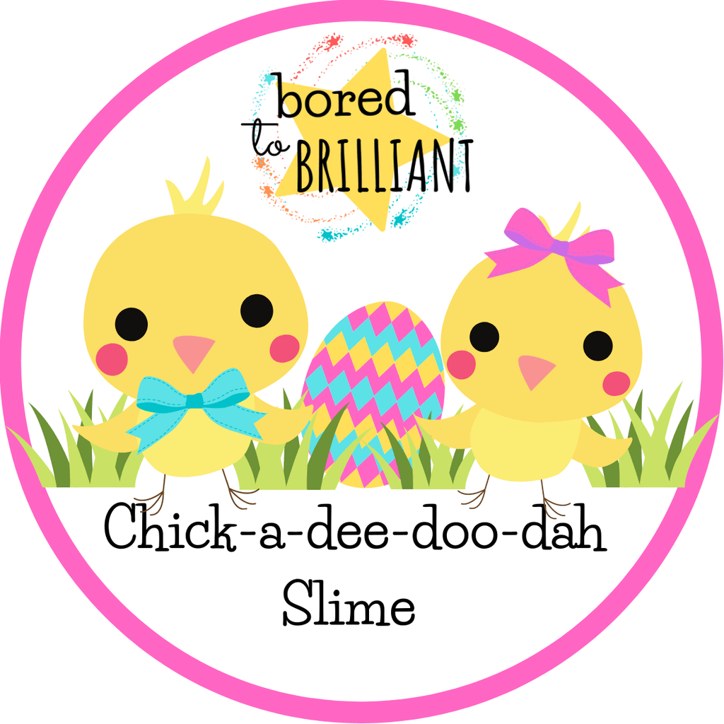 chick Snack Slime Kit, easter Slime label with ping ring, chicks, eggs