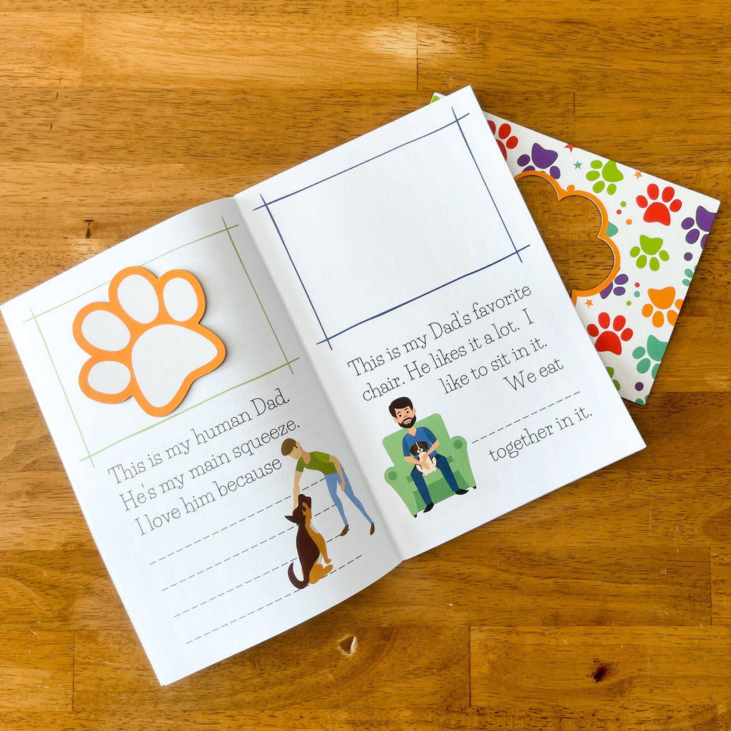 inner page for best fur dad kids book showing it can be personalized