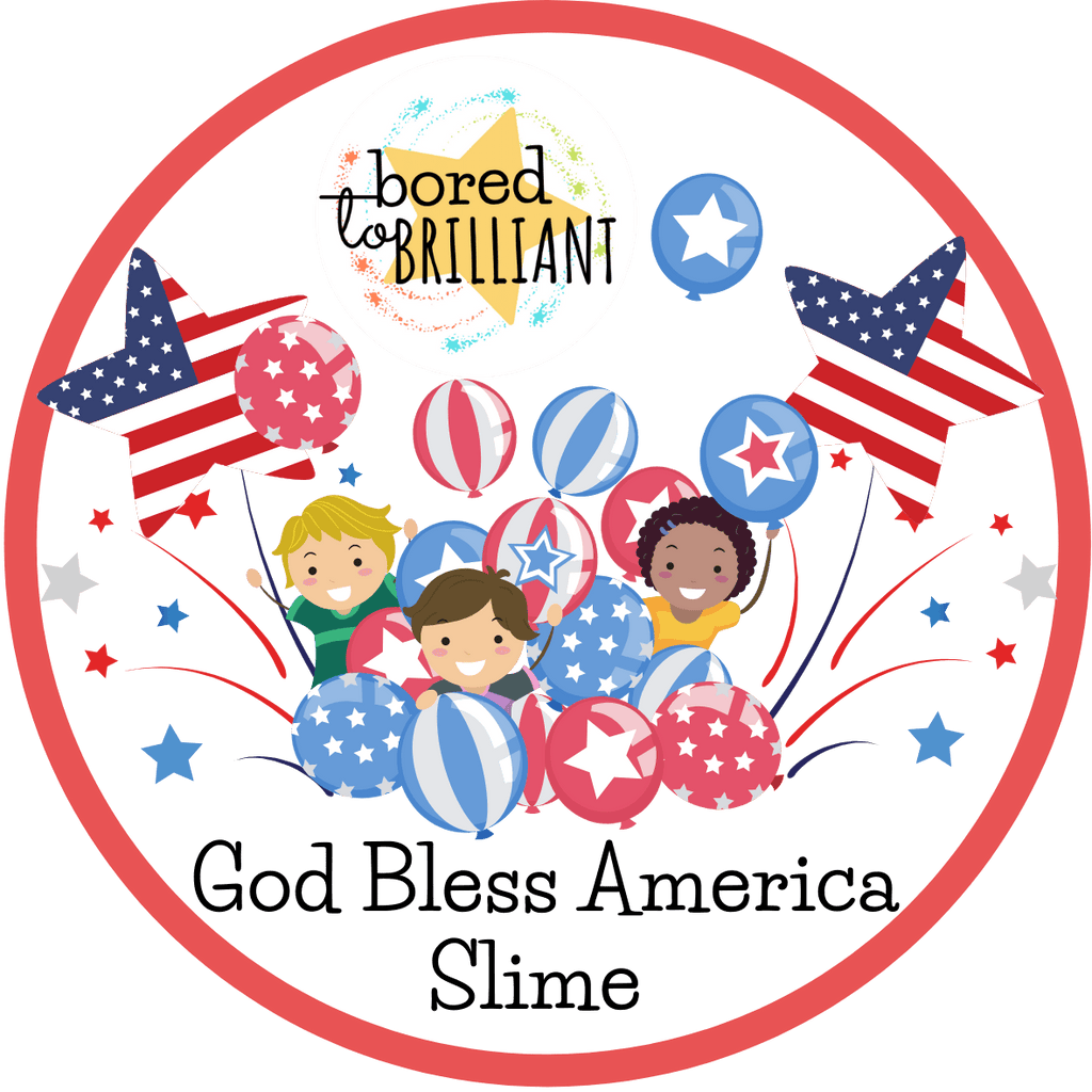 3 smiling kids, balloons, stars, fireworks, 4th of july SLIME KIT,  Slime Kit for kids, diy slime kit, children's sensory play, 