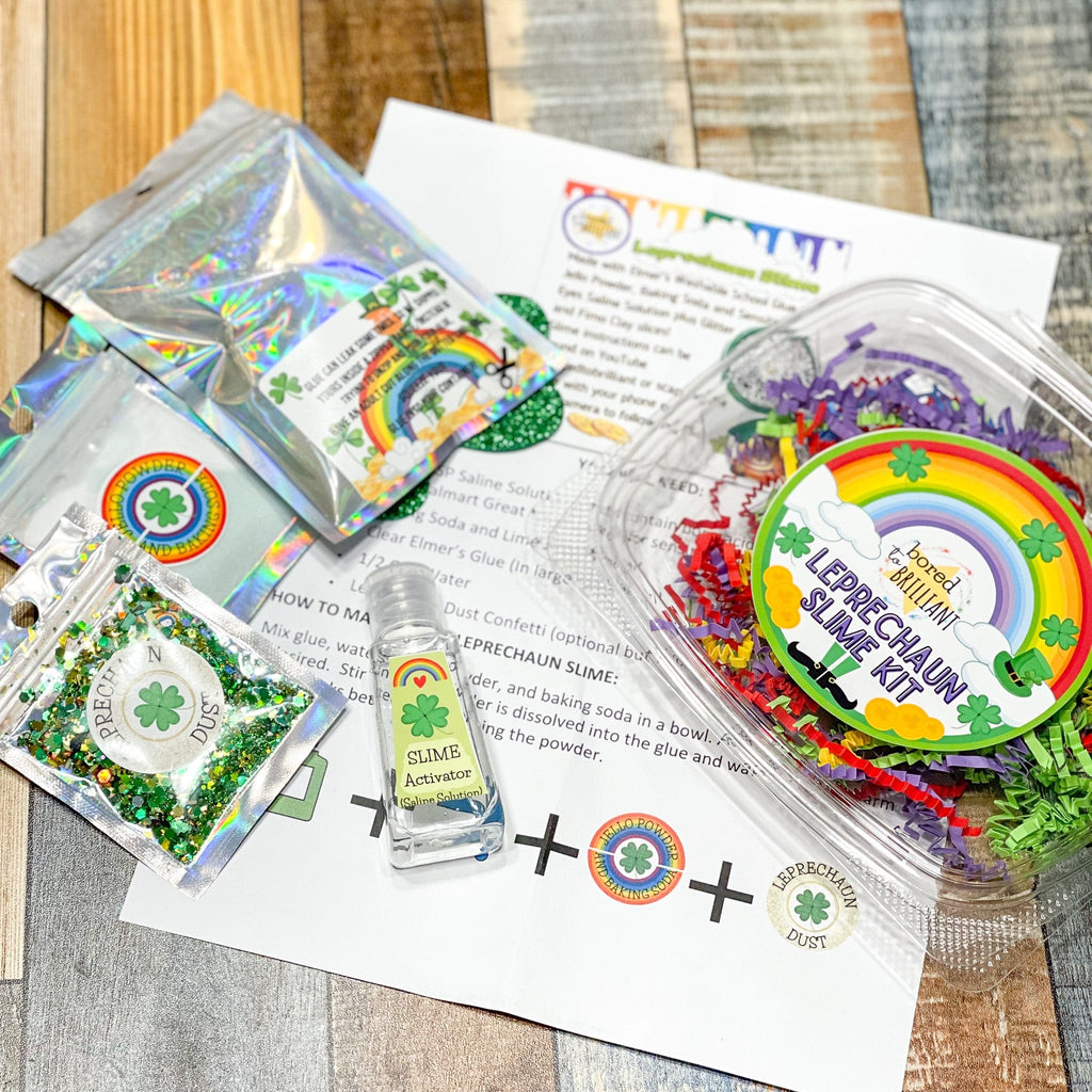 st. patricks day contents and instructions for slime