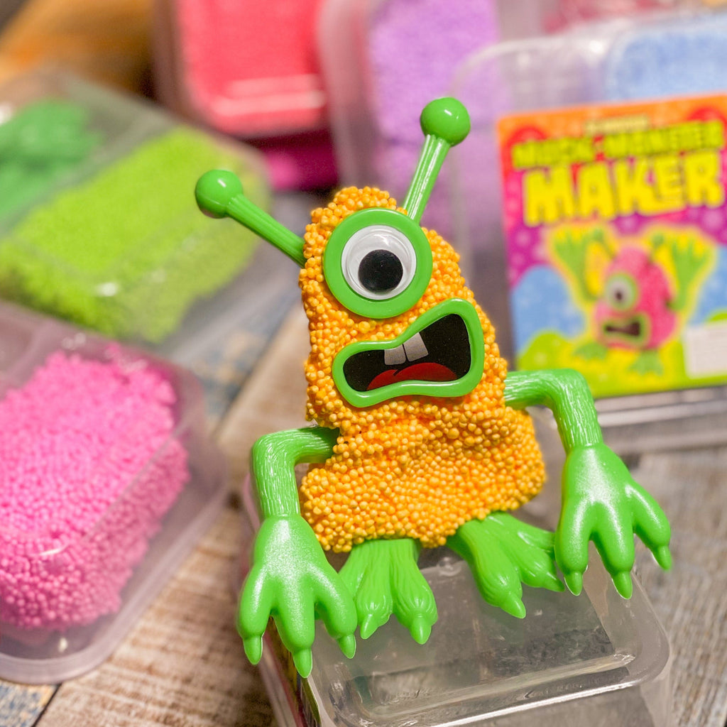 Create Your Own Putty Monster kids toy for artistic exploration, yellow putty and green arms, legs