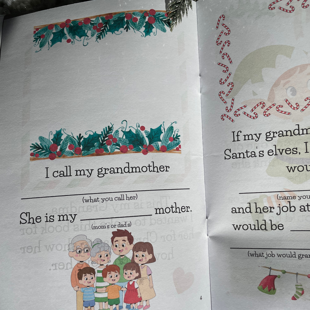 'Merry Christmas Grandma' book interior pages 