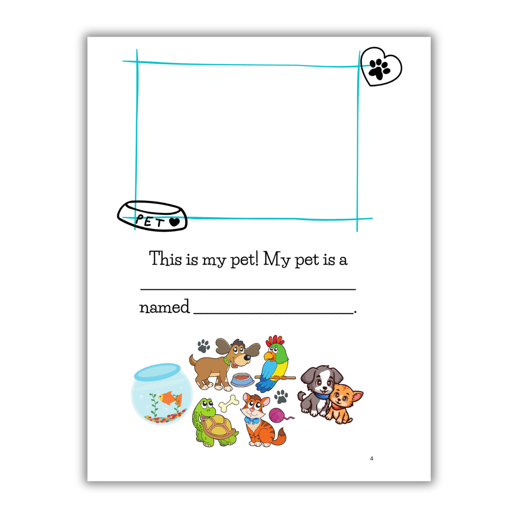 Interior page of 'Best Pet Ever!' book with cartoon illustrations