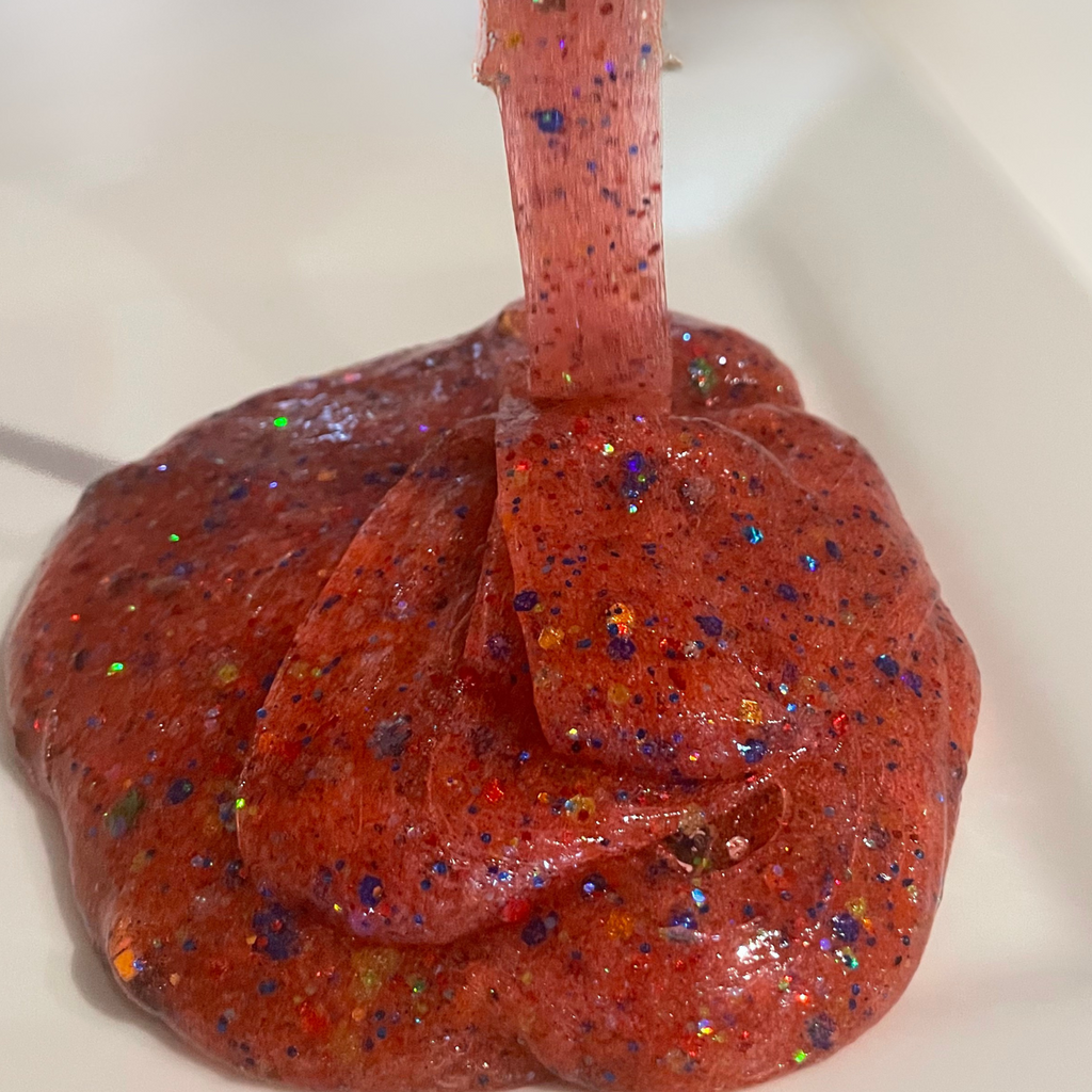 School Is Cool Slime Drizzle, Red with Confetti