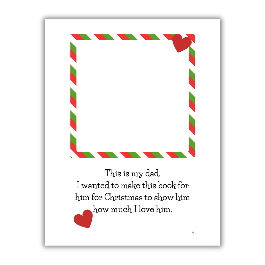 'Merry Christmas Dad' book interior page with festive illustrations 