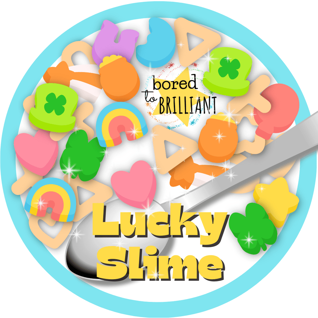 st. patricks day slime kit lucky label with colorful cereal