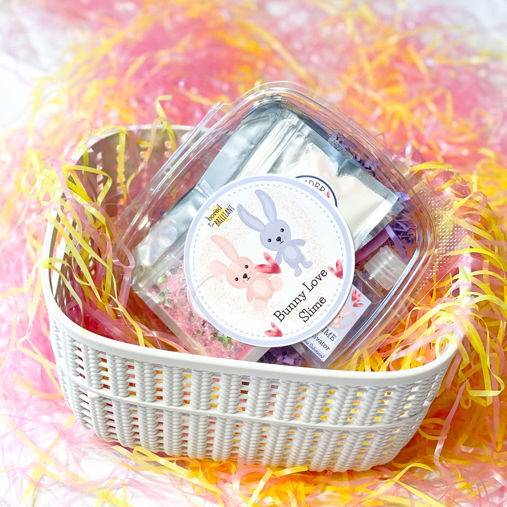 easter Slime Kit for kids easter basket with bunnies on packageing