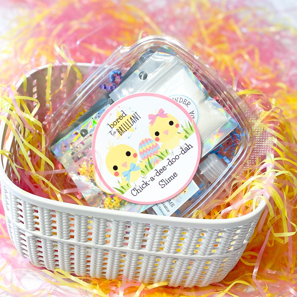 chick Snack Slime Kit, easter Slime basket with container of DIY slime 